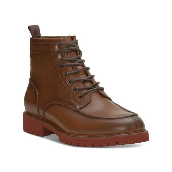 VINCE CAMUTO Mens Brown Heel Pull-Tab Kameil Block Heel Leather Boots Shoes 8 M